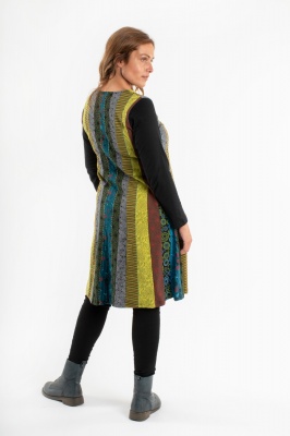 Patchwork flared dress with long sleeves - S/M only