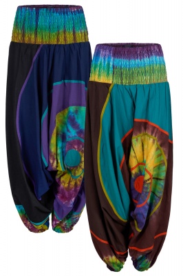 Funky tie dye harem trousers - Turquoise S/M only