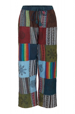 Long unisex gheri cotton patchwork trousers - Size L/XL only