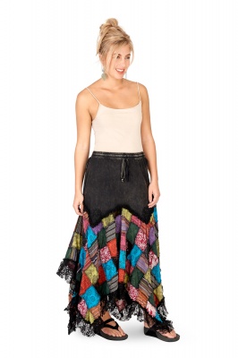 Pointy pixie skirt with patchwork & lace