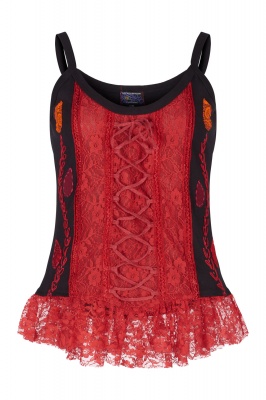Red and black corset top - S/M size only