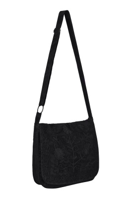 Flower embroidered shoulder bag - Black colour only