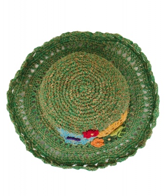 Hemp wire brim flower hat Green