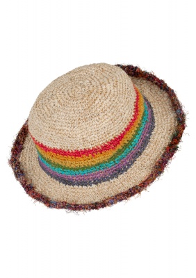 Hemp wire brim rainbow hat