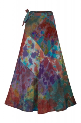 Rainbow tie dye patchwork wraparound skirt
