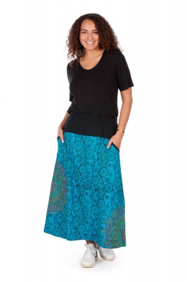 Mandala print long skirt with pockets