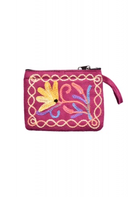 Small suede purse with embroidery