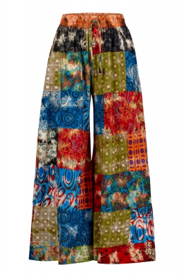 Heavy cotton patchwork wide leg trousers - S/M only