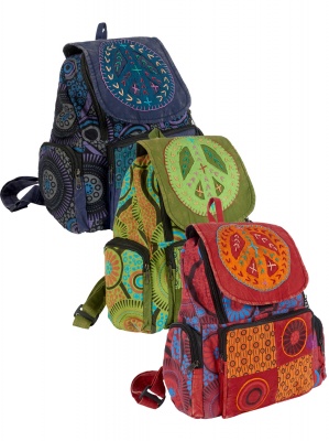 Colourful peace sign backpack