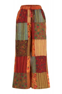 Patchwork wide leg trousers with pockets