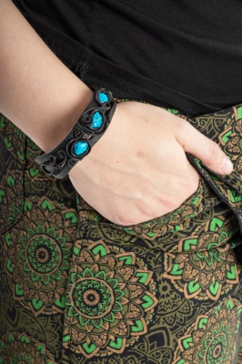 Artisan swirly bracelet with turquoise