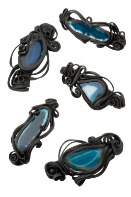 Artisan swirly hair clip with blue agate