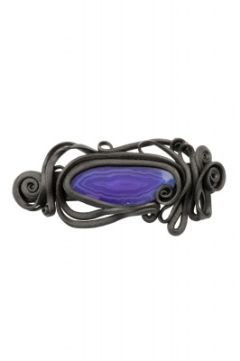 Artisan swirly hair clip with purple agate