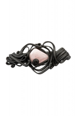 Artisan swirly hair clip with rose quartz