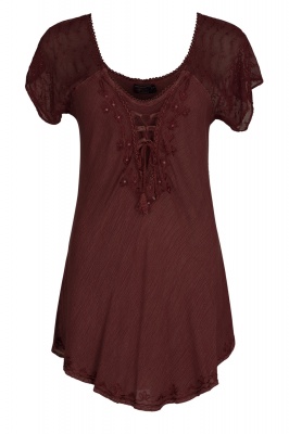Embroidered blouse with short sleeves