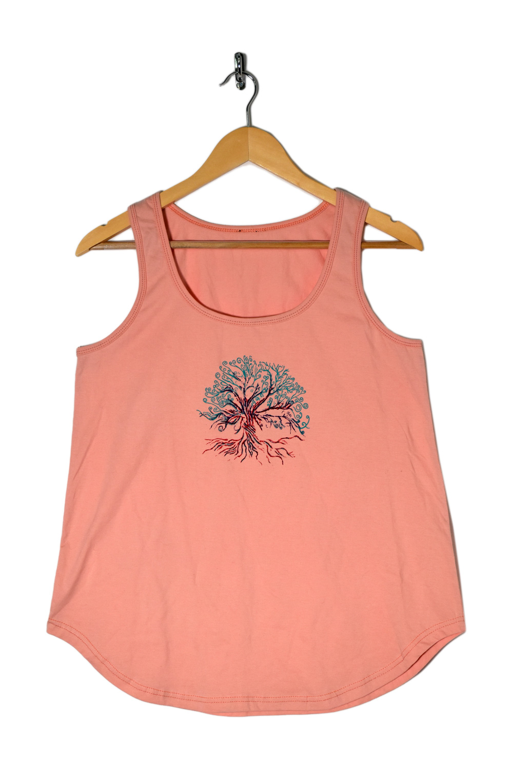 Peach sleeveless top with tree of life print