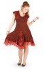 Cotton dress with patchwork and lace detail - Red only