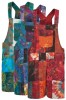 Tie dye patchwork dungaree shorts