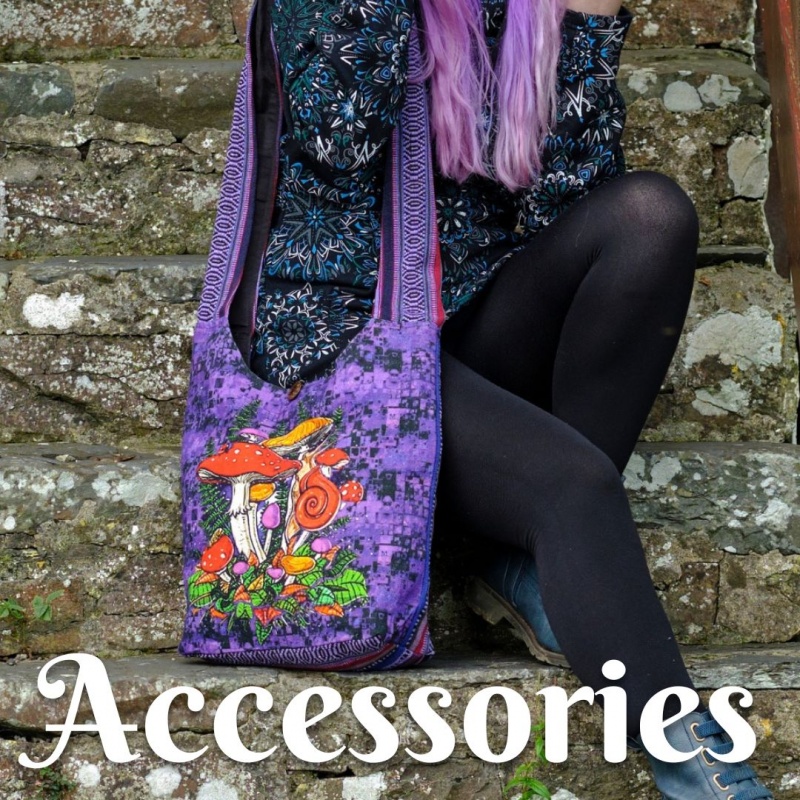 Wicked Dragon Clothing - Flower print shoulder hippie bag