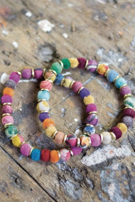 Recycled Fabric Bead Bracelet with Spacers