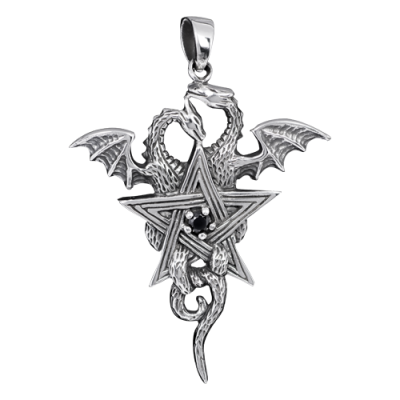 Silver Dragons with pentagram pendant
