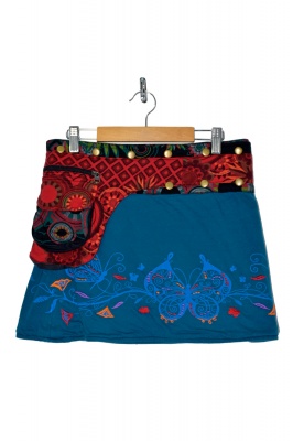 Revived short wrap skirt with attached purse