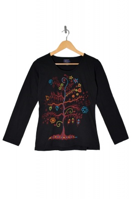 Revived tree of life long sleeve black top