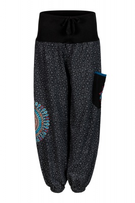 Black baggy trousers with mandala