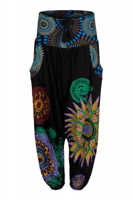 Colourful mandala print harem trousers