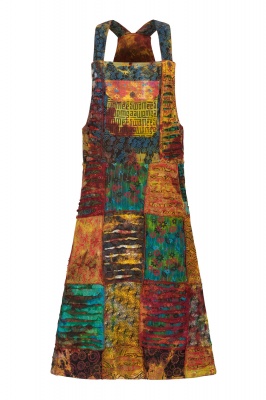 Long tie dye patchwork pinafore dress