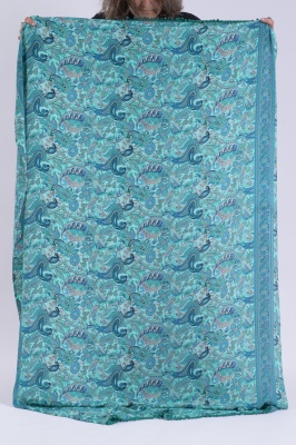 Extra long silky scarf with pom pom trim
