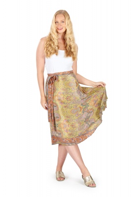 Double layer silky wraparound skirt