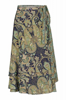 Double layer silky wraparound skirt