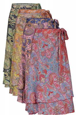 Double layer silky wraparound skirt