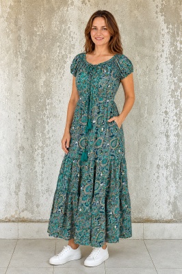 emerald boho dress Shine Bright High Neck Tulle Maxi Dress in Emerald green L