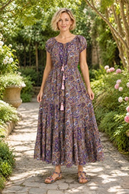 amethyst boho dress The Beata Amethyst Cotton Gown