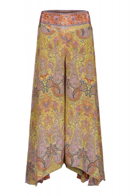 Boho style flared silky trousers