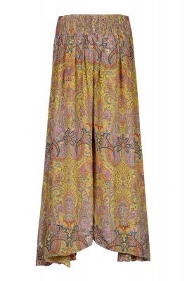 Boho style flared silky trousers