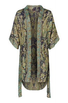 Revived bohemian style silky kimono top
