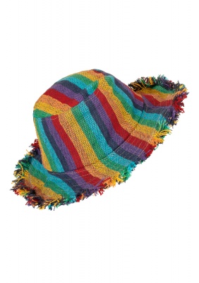 Stripy rainbow wire brim hat