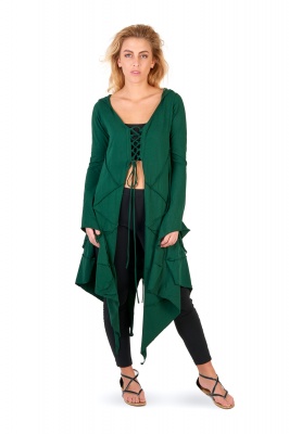 Long hooded lace up top