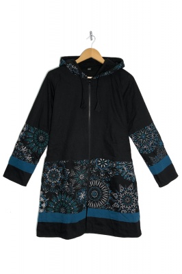 Long fleece lined jacket with mandala print