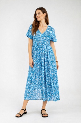 Wicked Dragon Ioana Flared Cotton Midi Dress with Pockets  Floral Boho style UK 1022