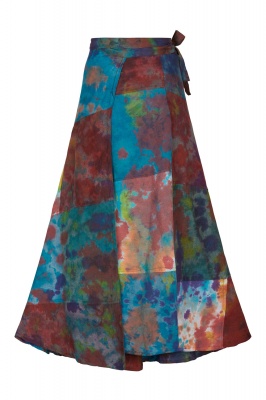 Rainbow tie dye patchwork wraparound skirt