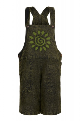 Spiral Sun dungaree shorts