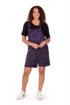 Spiral Sun dungaree shorts