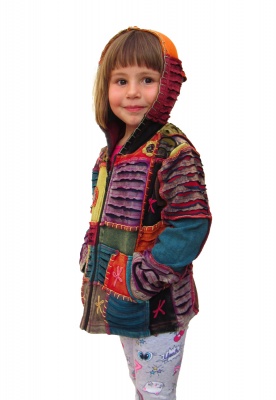 Children patchwork hippie hooded jacket