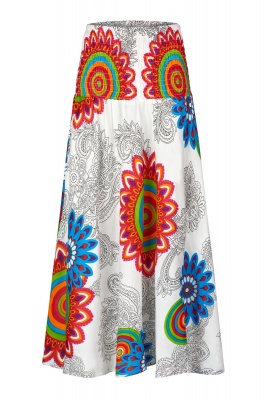 Floral mandala skirt with pockets - white only