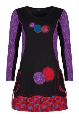 Colourful patchwork dress with pockets