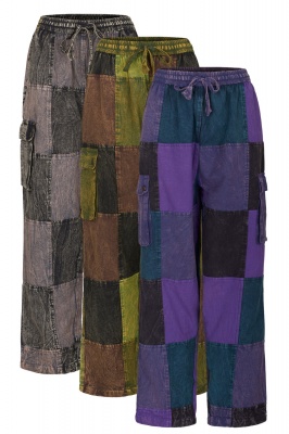 Long patchwork cargo trousers